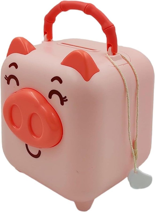 Crafty Cuddle Piggy Bank Pig Shape Coin Box, Money Saving Coin Bank with Key & Lock for Kids, Cartoon Money Bank Gulak for Money Bank for Kids Return Gifts for Kids (Pink) - Image 3